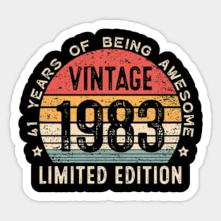 Vintage 1983 41st Birthday Gift Men Women 41 Years Old Sticker